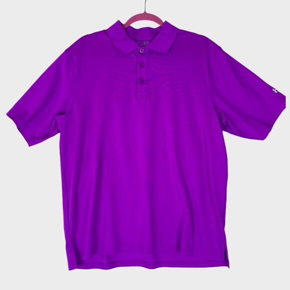 Under Armour Loose L Mens Purple Short Sleeve Polo Shirt Polyester Spandex - Picture 1 of 6